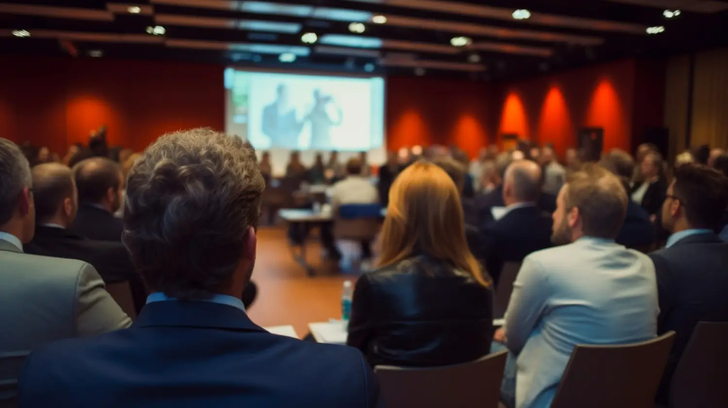 Des participants à une conférence d’affaires