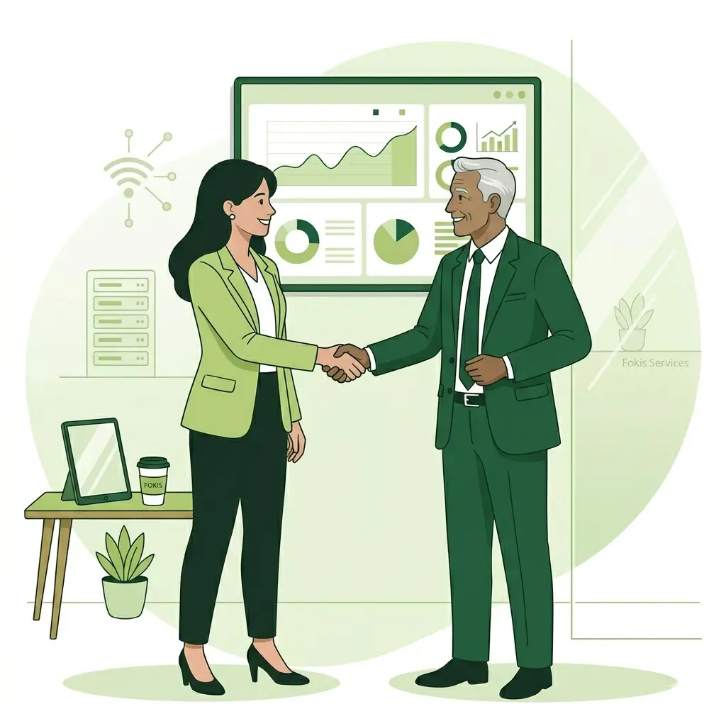 Illustration of professionals engaging with a recruitment partner