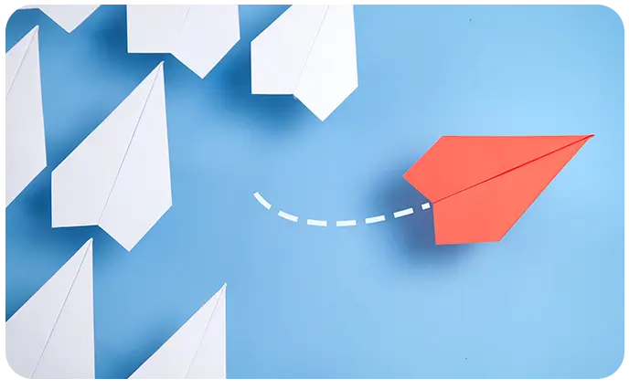Blue arrows showing business direction and workforce planning